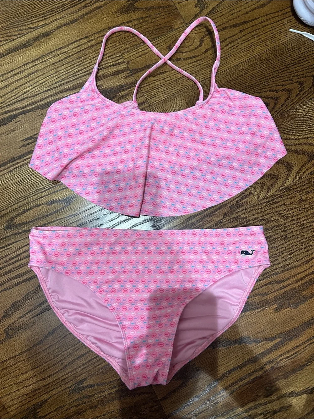 Vineyard Vines Pink Patterned Flounce Bikini Set